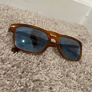 Persol Brown Sunglasses with Blue Lenses